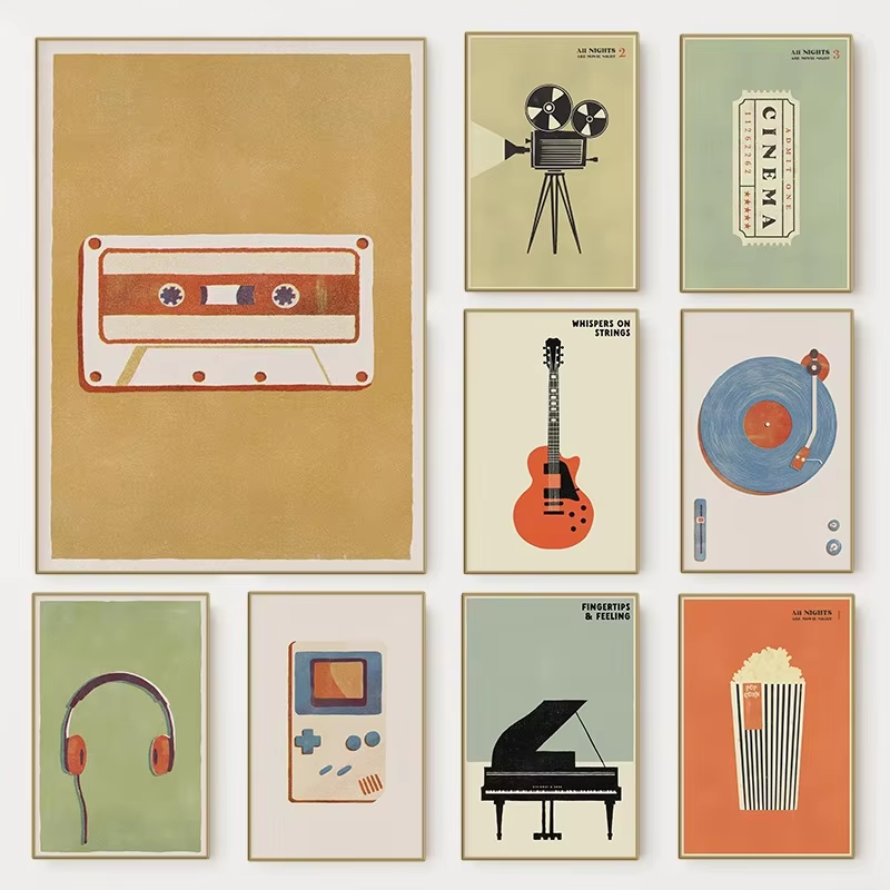 Musical Instrument Photo - Retro Ortaçağ Pop Müzik Enstrümanı Posteri