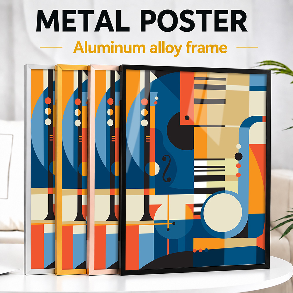 Musical Instrument Photo - Soyut Müzik Aletleri Çerçeveli Metal Poster